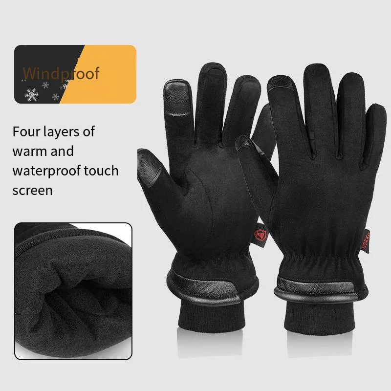 Touchscreen Skiing Gloves Thicken Velvet Keep Warm Winter Cycling Gloves Full Finger Windproof Ski Outdoor Sport Gloves