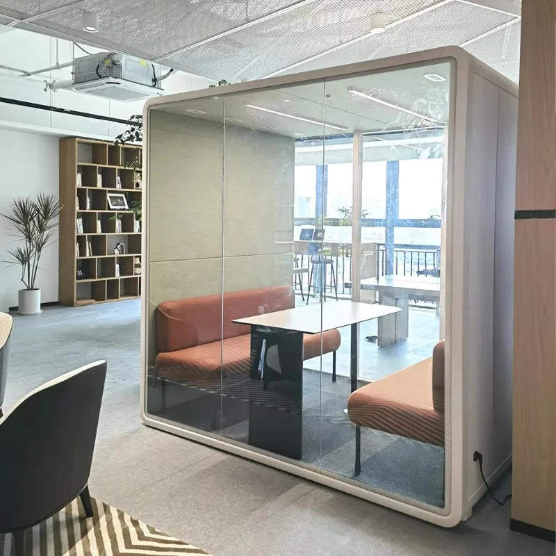 Movable Acoustic Office Pod Soundproof Meeting Booth With LED Light And Power Outlet For Outdoor And Open Work Environments