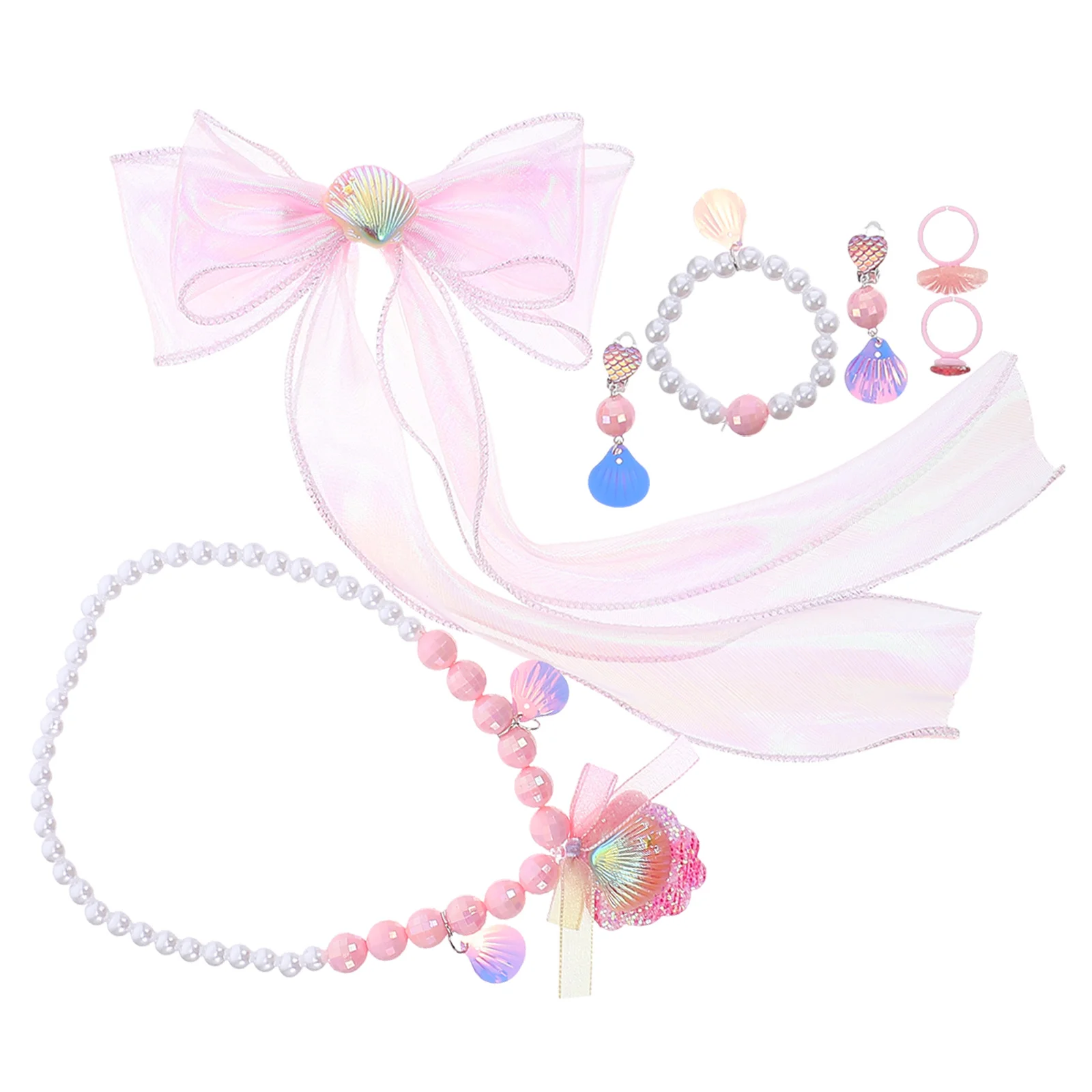 

Children's Princess Jewelry Kids Costume for Girls Earrings Seashell Little Mermaid Jewlery