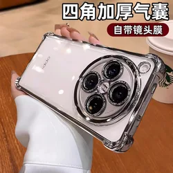 For OPPO Find X8 Pro Case Lens Protection Luxury Plating Transparent Silicone Airbag Shockproof Back Bumper Phone Cover