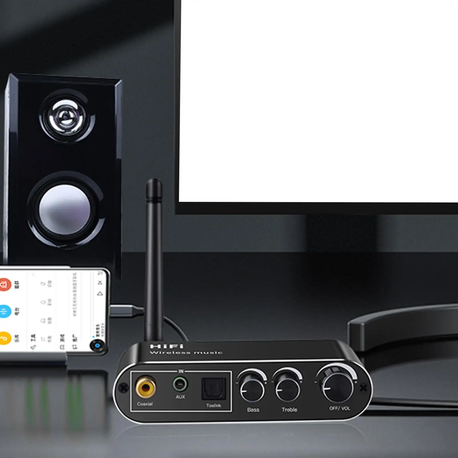 

Bluetooth Adapter Digital Analog Botton Control Auto Connect Back for Home