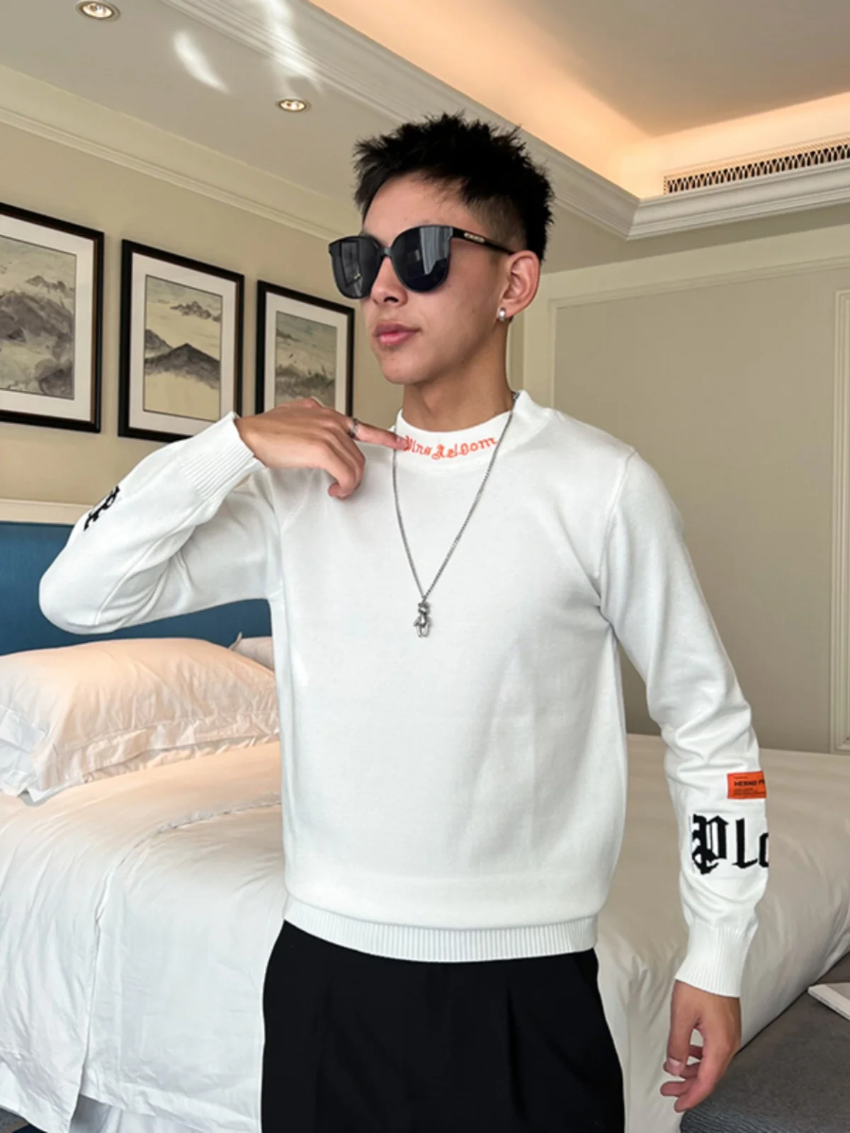 

Модный мужской свитер с высоким воротником, облегающий, вязаный, базовый слой, осенне-зимний, повседневный, для молодежи