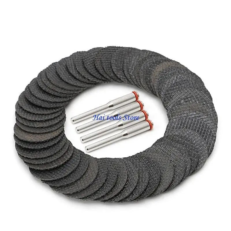 X37E 50Pcs Fiberglass Tool Abrasive Cutting Disc Cut Off Wheel with 4 Mandrels Rotary