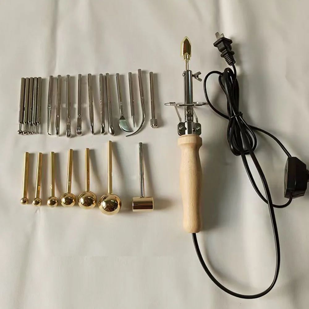 

Fabric Flower Maker Set Electric Artificial Flower Clover Tools Soldering Iron with 17x Iron & Brass 18x 24x 27x