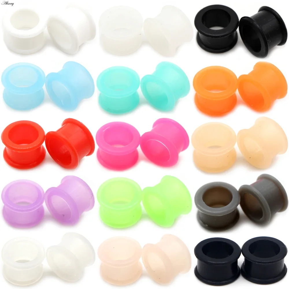 Alisouy 2PC 3-25mm Silikon Ohrstöpsel Tunnel Piercing Expander Piercing Tunnel Ohr Tunnel Bahren Plug Oreille Ohr Messgeräte
