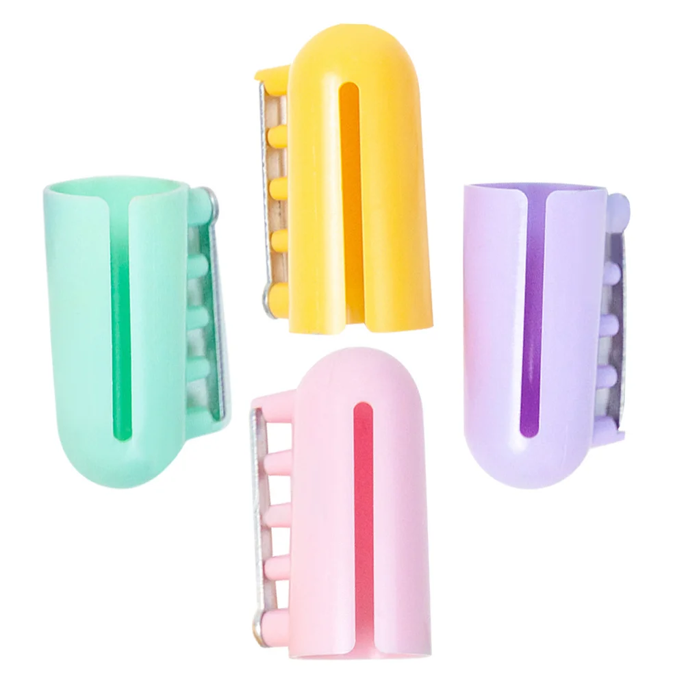 4 قطعة حامل غزل الإصبع البلاستيك الحياكة كشتبان أداة للكروشيه والحياكة الحرف السلس الغزل دليل منفصلة الملحقات