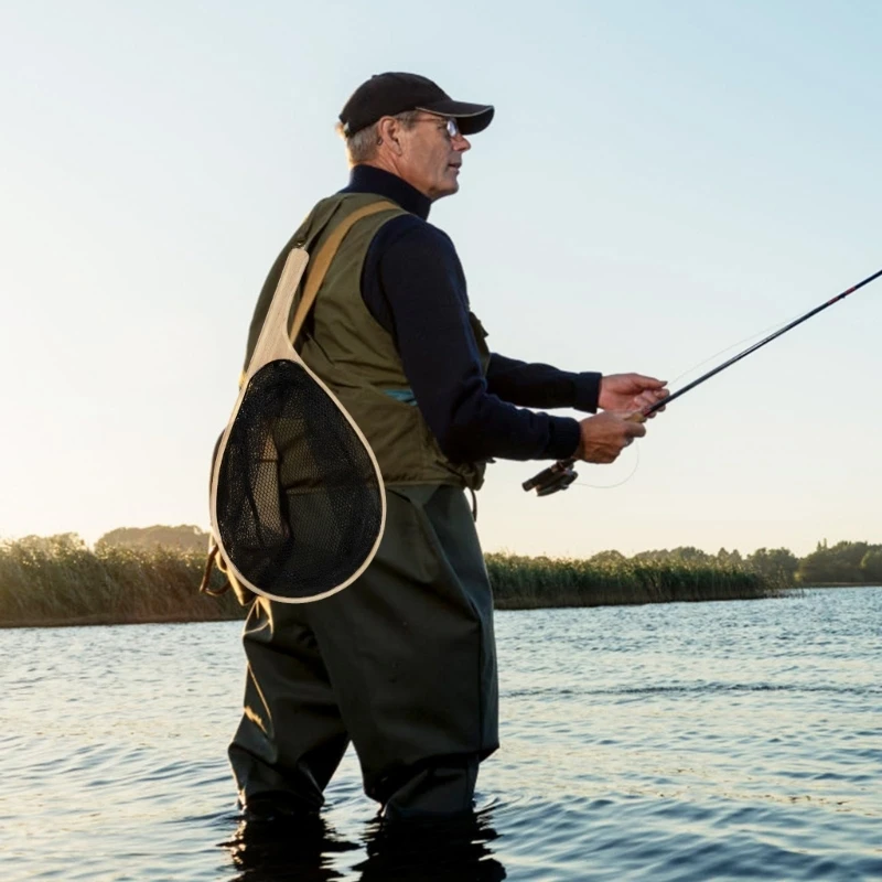 

Fishing Net with Comfortable Grip Landing Net with Lanyard Fishing Tackle Tool
