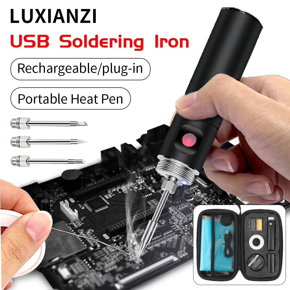 LUXIANZI Portable Electric Soldering Iron Kit Welding Solder Repair Tool Temperature Adjustable Portable Rework Station Heat Pen