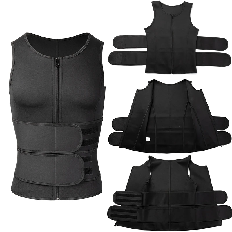 Chaleco de sudor adelgazante definitivo de cloropreno para hombre, moldeador de cuerpo, entrenador de cintura, ropa moldeadora de compresión para entrenamiento máximo de quema de grasa