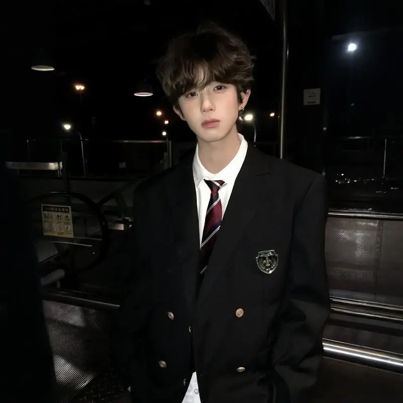 

Original Casual Men's Suiting Jaet And Pants Set Versatile Long Sve Polyester Blend Autumn Wear for Boys And Girls