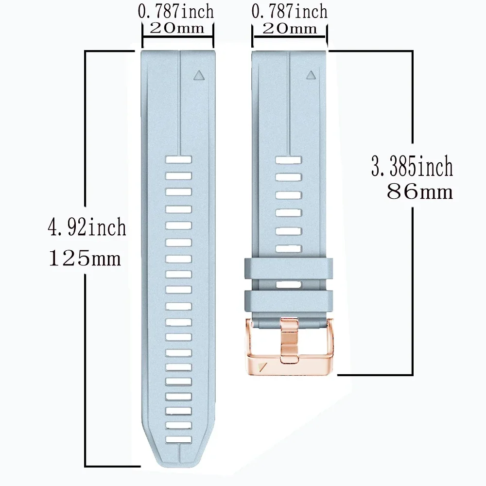 Cinturino di ricambio in Silicone da 20mm per Garmin Fenix 6S 6SPro 5S Plus 7S Pro Wristband cinturino con fibbia in oro rosa Quickfit
