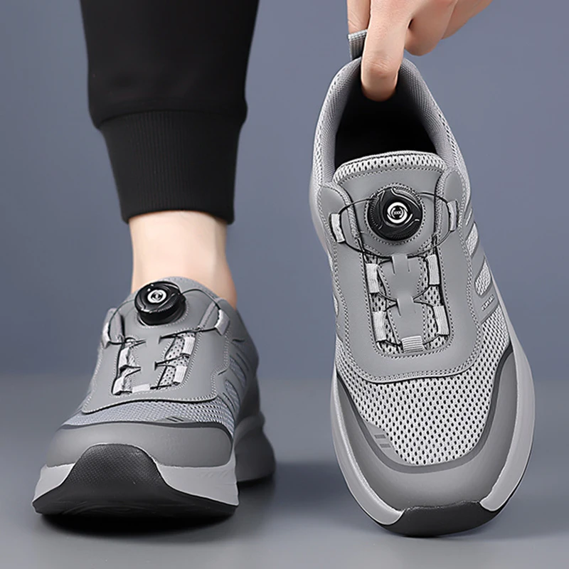 Summer Men's Sneakers with Rotating Buckle Fashion Comfy Non Slip Lace up Durable Shoes for Men Outdoor Activities Casual Shoes