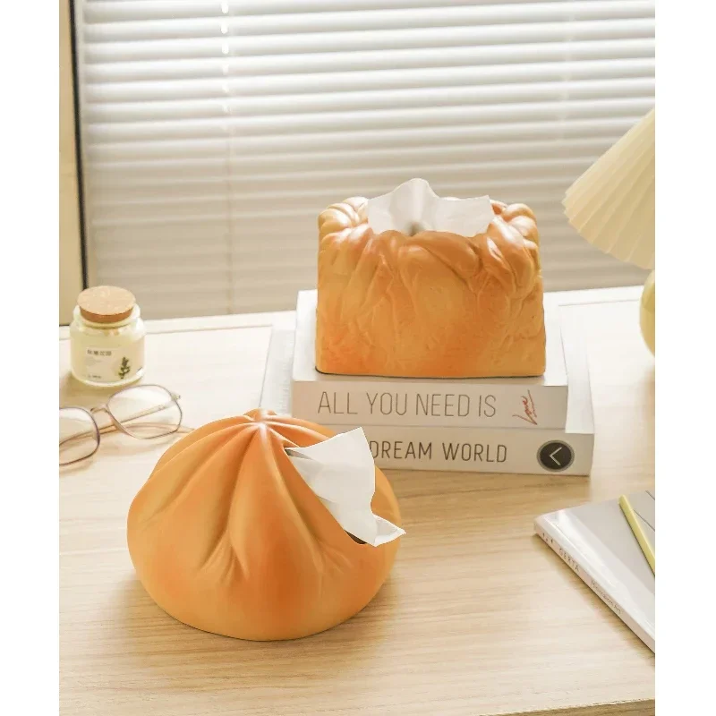 

Cream Style Ins Bread Tissue Box Ceramic Home Living Room Paper Box Bathroom Desktop Decoration Storage