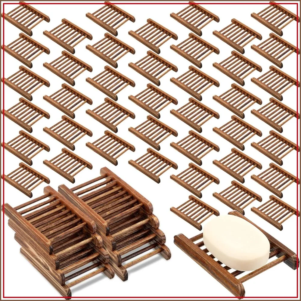 

Bamboo Soap Dish Holder - Wooden Soap Tray for Shower, Bathroom, Kitchen - 100 Packs