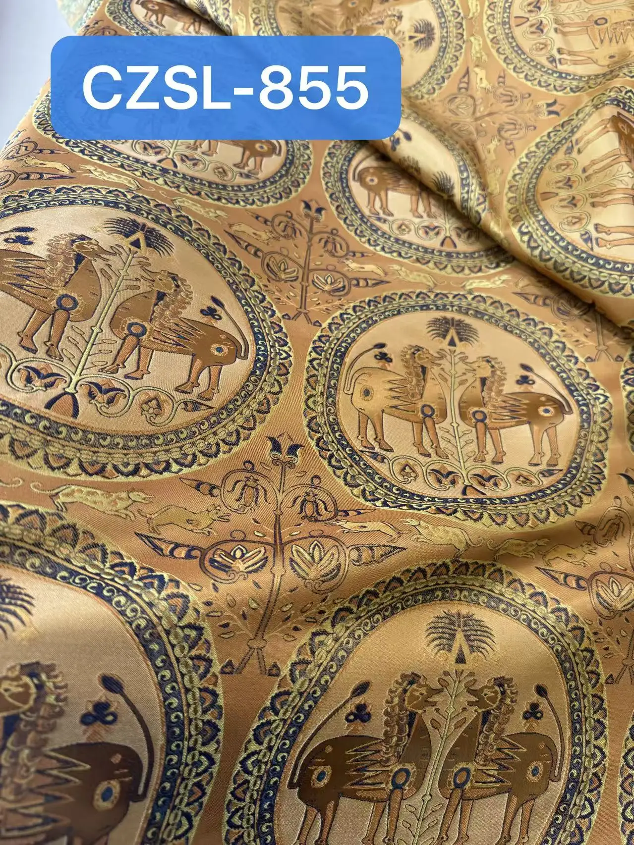 7th-8th century Tang Dynasty Silk Road restored fabric group nest to phoenix opaque 100% silk brocade
