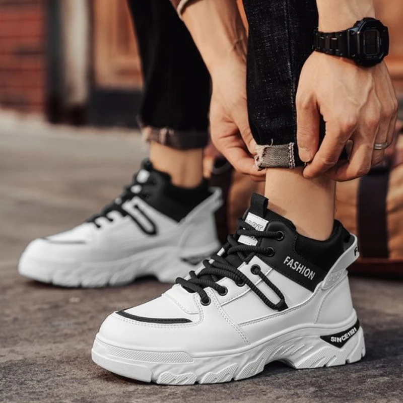 

Outdoor Lace Up Male Shoes Spring Autumn Platform Men's High Cut Boots Fashion Casual Non Slip Comfortable Sneaker in Promotion