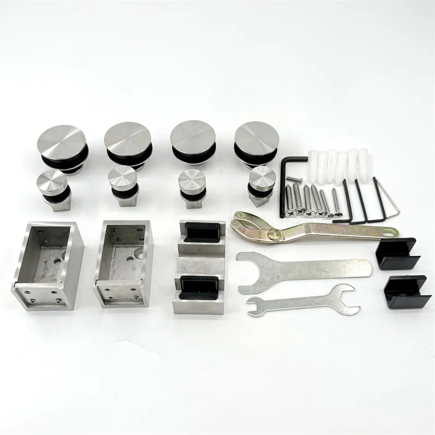 سكة تعليق من الألومنيوم المصنوعة من الزجاج المقسى مقاس 8-12 مم، مجموعة أدوات باب منزلق للاستحمام الهيدروليكي المزدوج #2