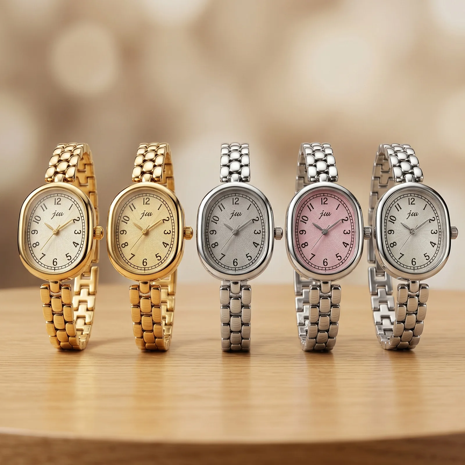 Women's Watches Digital Dial Retro Oval Small Gold Bracelet Simple Luxurious Quartz Watch Ladies' Wristwatch