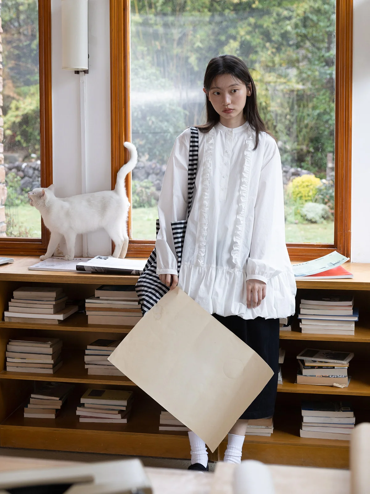 

Изысканная женская рубашка с круглым вырезом и кружевной отделкой, универсальная, из хлопка, повседневный стиль, с длинным рукавом, дышащая, комфортная