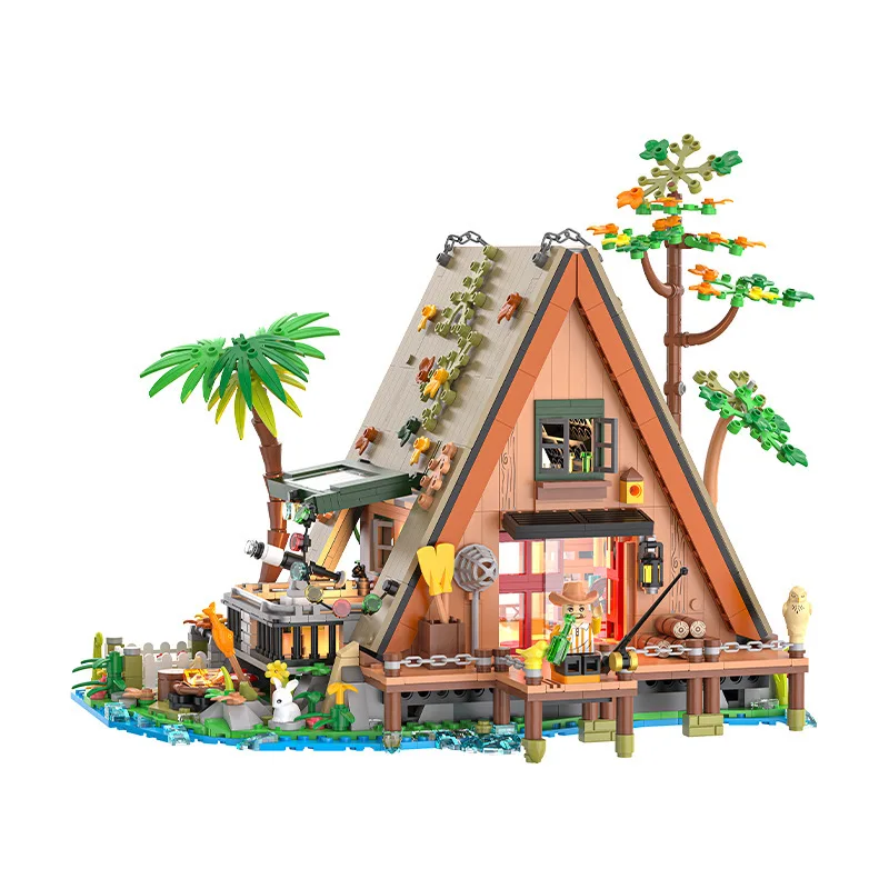 Wald, Garten, Windmühle mit Lichtern, kleines Holzhaus, Straßenansicht, Dekorationen, Bausteine, Geschenke für Jungen und Mädchen