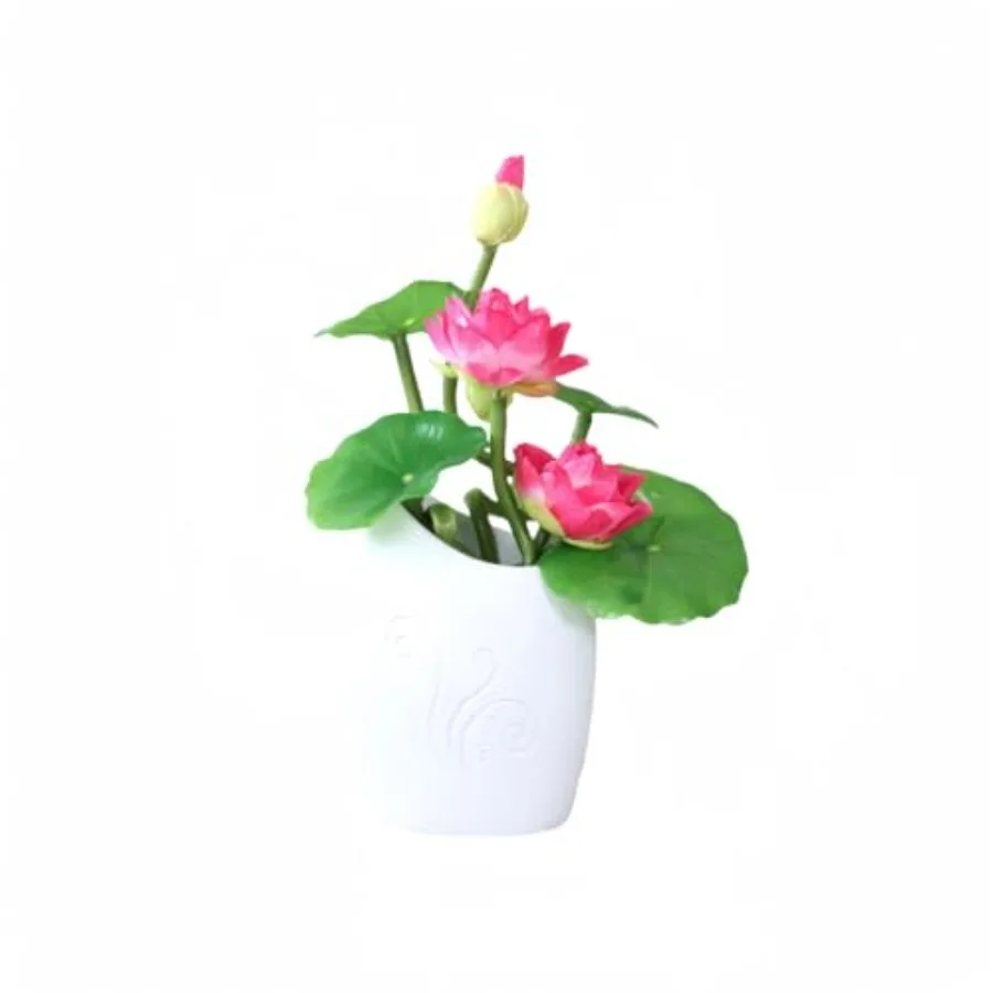 

Artificial Lotus Flower with Vase Mini Fake Plant Potted Arrangement Lotus Flowers Artificial Silk Flowers Fake Lotus for Weddi