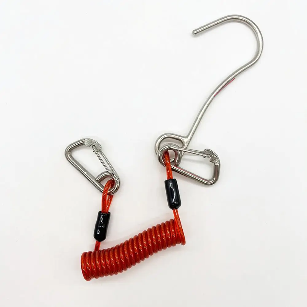 Underwater Scuba Drift Hook Stainless Steel Reef Hook With Flexible Coil Lanyard For Divemiao Diving Sports Equipment