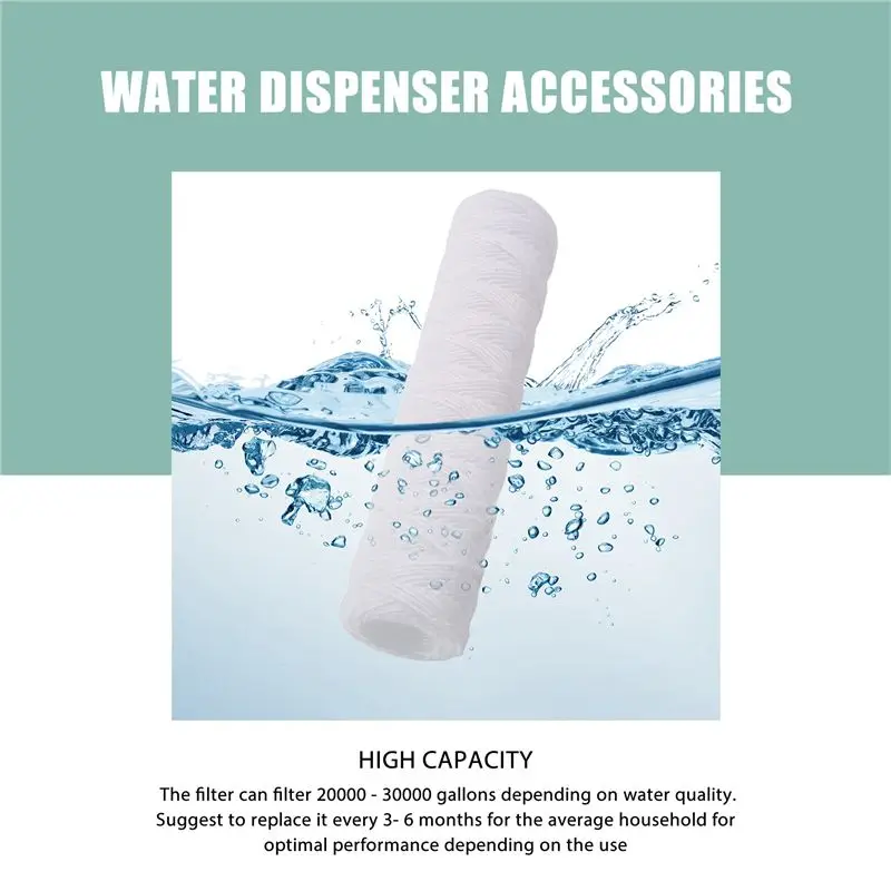 [B25B!】 5 Micrometre 10 X 2.5 Inch String Wound Sediment Water Filter Cartridge Whole House Sediment Filtration, Universal Repla
