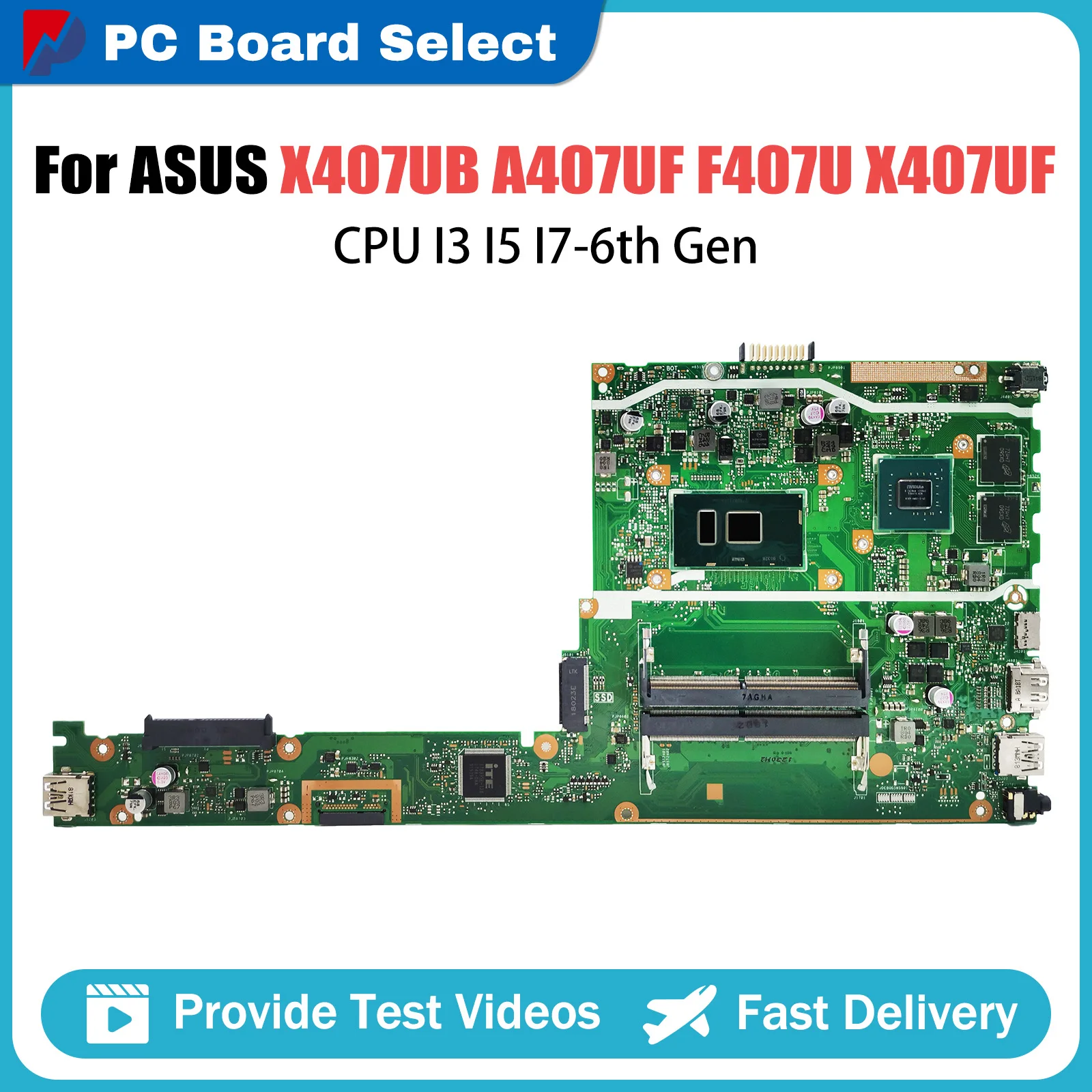 

X407UB Notebook Mainboard For ASUS A407UF F407U X407UF F407UB A407U F407UF Laptop Motherboard CPU I3 I5 I7-6th Gen