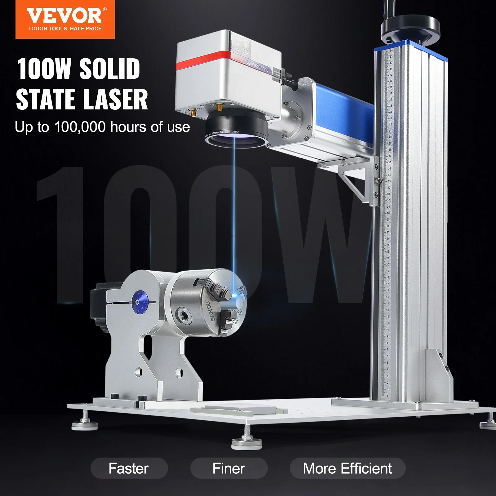 VEVOR Fiber Laser Marking Machine, 100W Compatible with Color Fiber Laser Engraver, 6.9