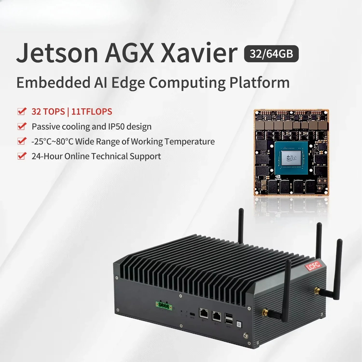 Jetson AGX Xavier AI Edge Computer EA-B400E 32G 64G Fanless V2X V2G IVICS Parking System Parking Meter OCR Car Plate