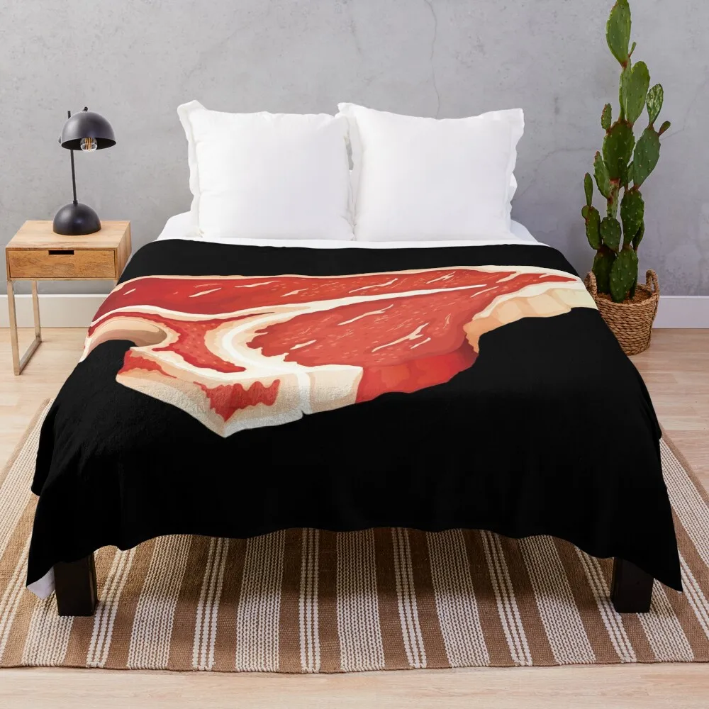 

Raw T-Bone Beef Steak Throw Blanket Flannels For Baby Plaid on the sofa Blankets