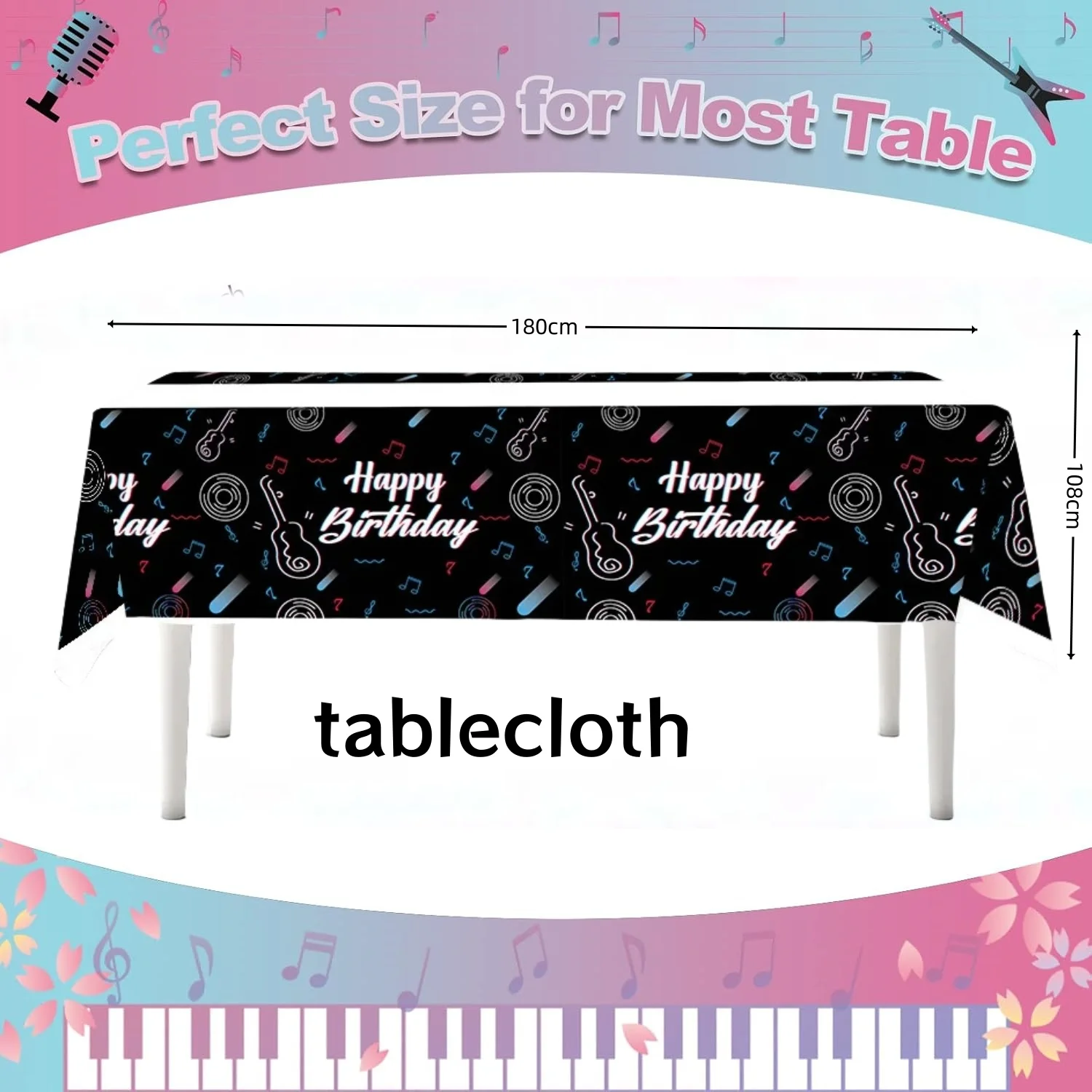 Retro Disco Tablecloth Birthday Decoration 80s Tablecloth Disposable Table Cloth 90s Table Cover Adult Favor Gift Party Supplies
