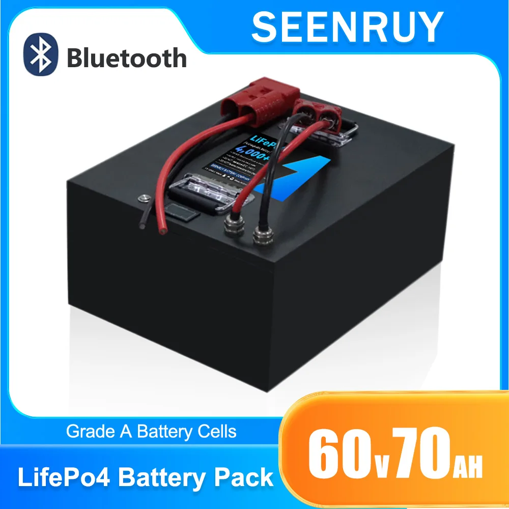 

60v 70AH LiFePO4 Lithium Battery Pack Built-in 80A 100A Bluetooth BMS For Outdoor electricity use Sightseeing bus+10A Charger