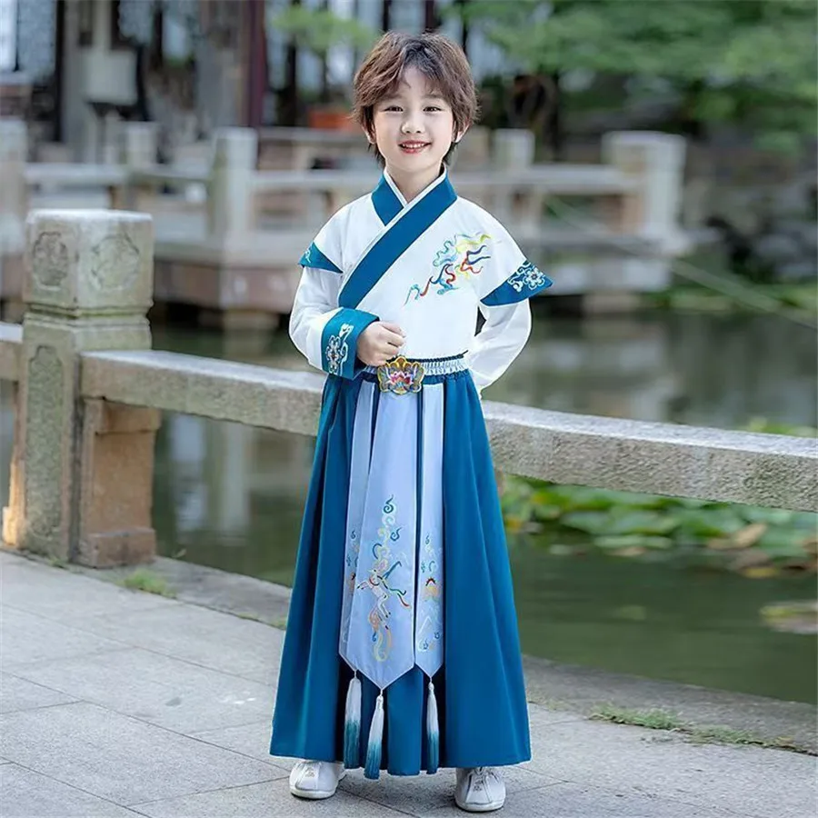 Hanfu Boys' Children's Three-character Classic Performance Dress Girls' New Baby Tang Suit Children's Ancient Chinese School