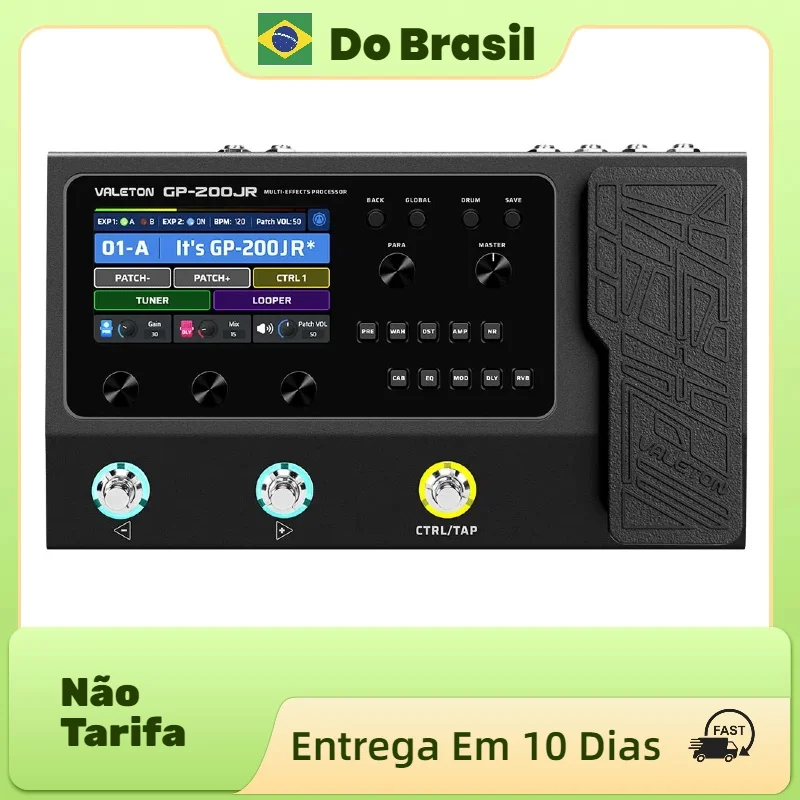 Valeton GP-200JR Brasil Guitar Bass Amp Processador Multi-Efeitos FX Loop MIDI I/O Estéreo OTG Interface de Áudio USB