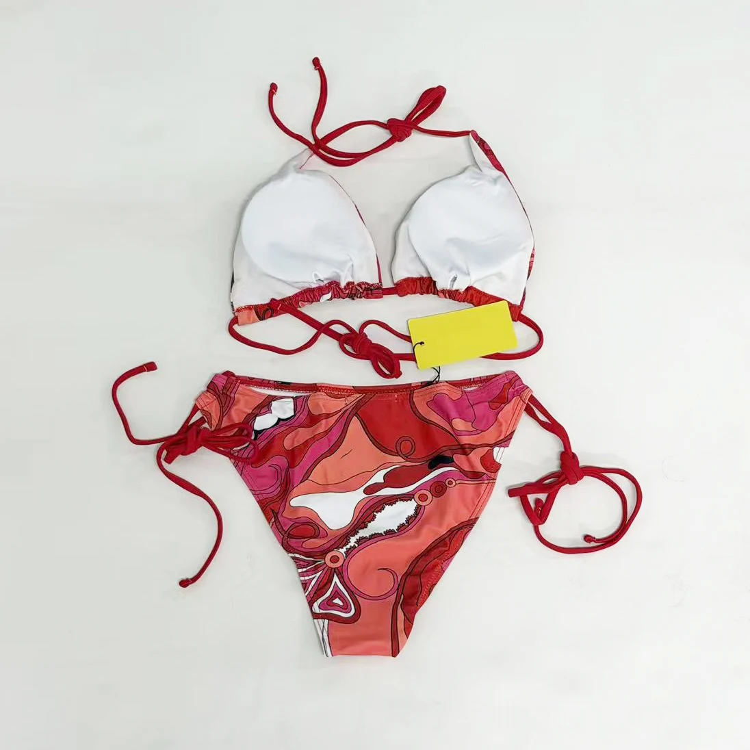 Classic Women's Red Scarf Bikini Sets with Designer Signature Letter Logo Luxury Design Women's Two-Piece Swimsuit Swimwear