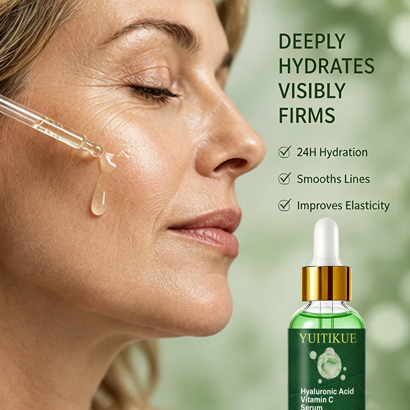 Moisturizing Vitamin C & Hyaluronic Acid Serum 30ml Bright Dull Complexion Enhance Elasticity Smooth Dry Fine Lines Face Serum