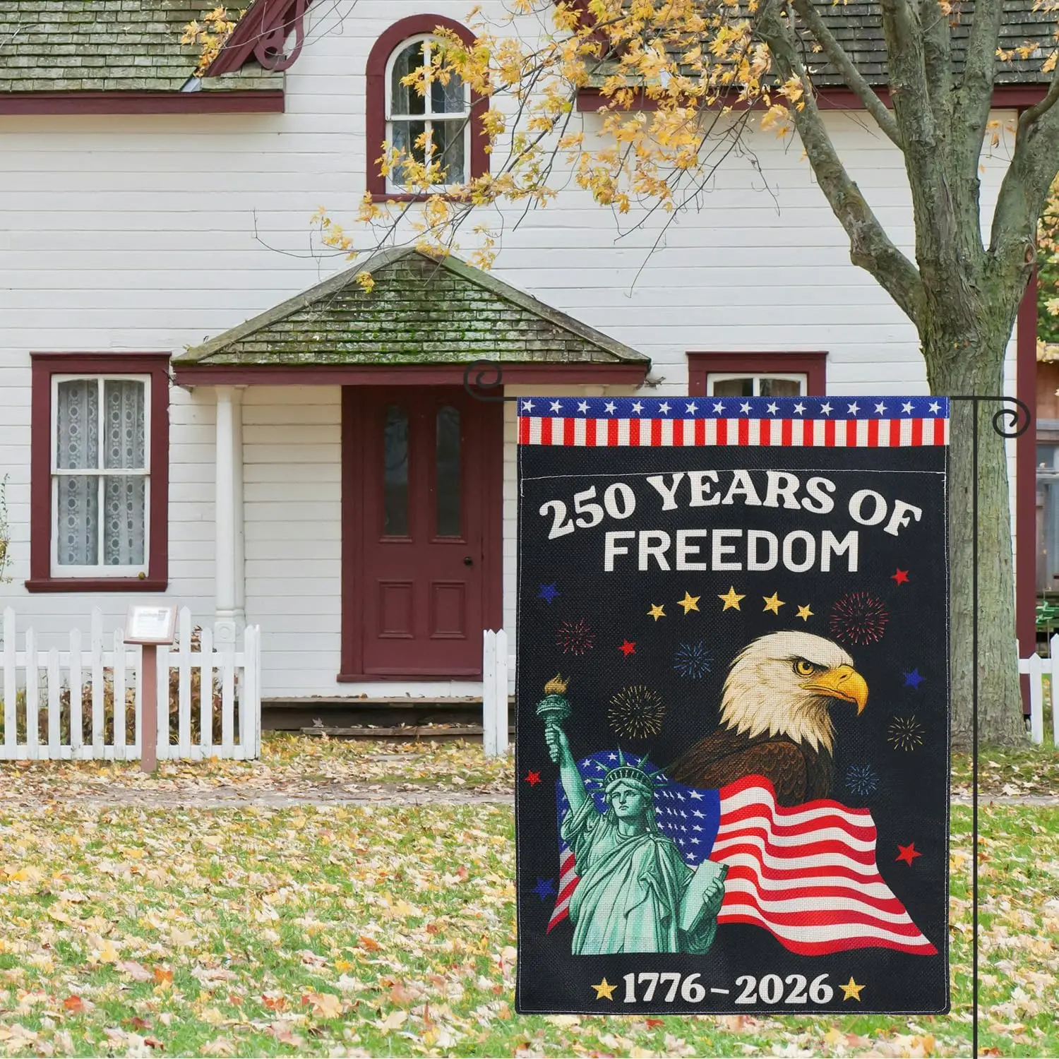 Anniversary USA Garden Flag, 45.5x31.5cm/18x12.4in Machine-Washable Double Sided American Anniversary Flag with Statue of Li AAS
