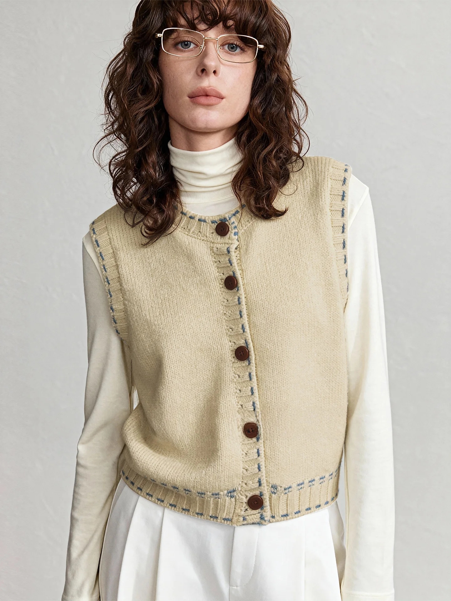 

Basic House Commuter Sle ort Svel round Ne Vest Retro Artistic Color Blo Design Polyester Blend Comfortable Fit