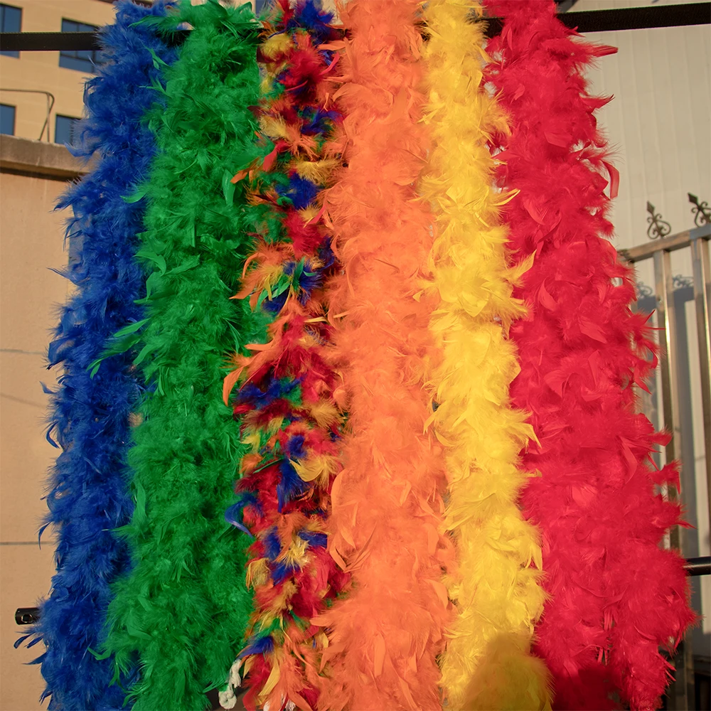 Bufanda de plumas de pavo de 2M, rosa, esponjosa, chal envolvente, 40g 60g 90g, boa de plumas para fiesta, carnaval, disfraz, actuación en escenario