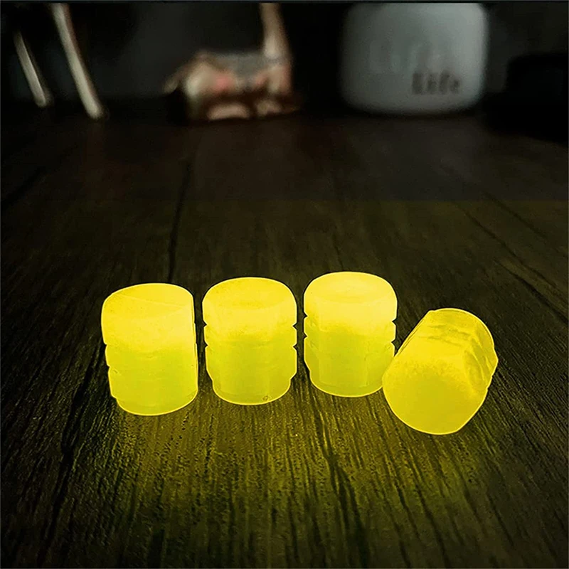 Luminous Valve Caps Fluorescent Yellow Night Glowing Car Motorcycle Wheel Styling Tyre Hub Universal Cap Decor 4/8/12/16/20Pcs