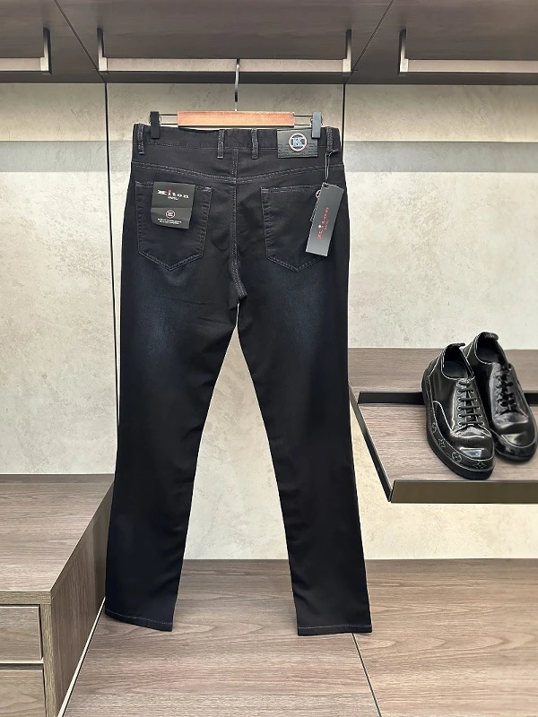 2025 summer new kiton chiton men's slim-fitting small feet solid color simple fashion casual jeans