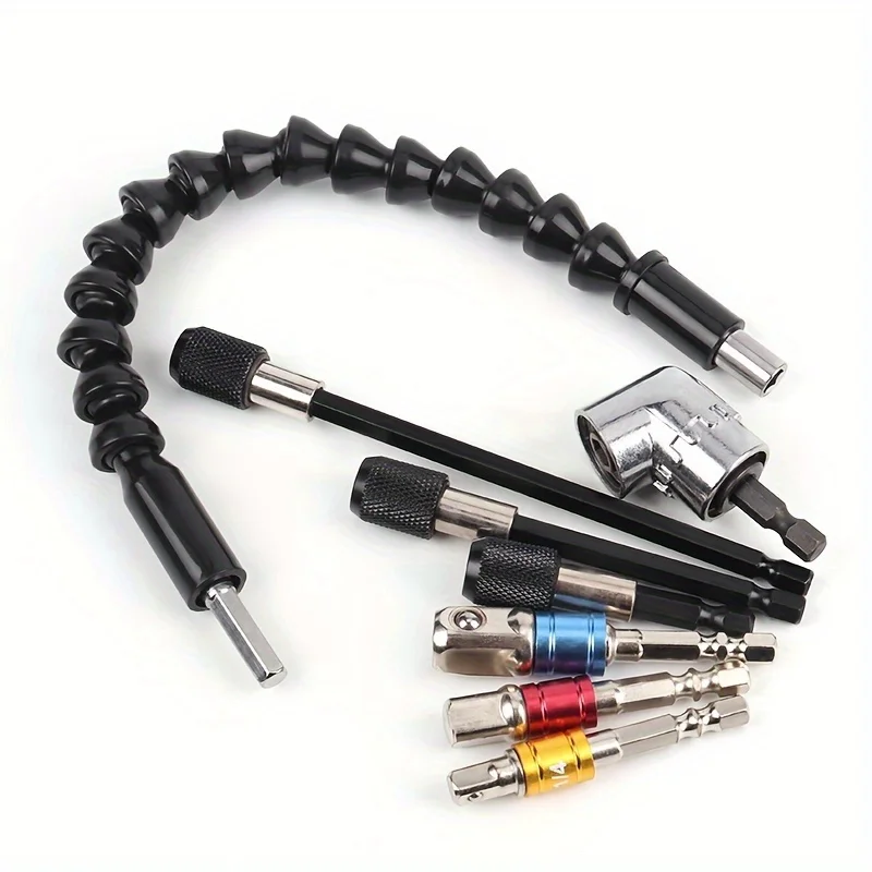 

1 Set 105 Degree Right Angle Drill And Flexible Angle Extension Bit Kit For Drill Screwdriver