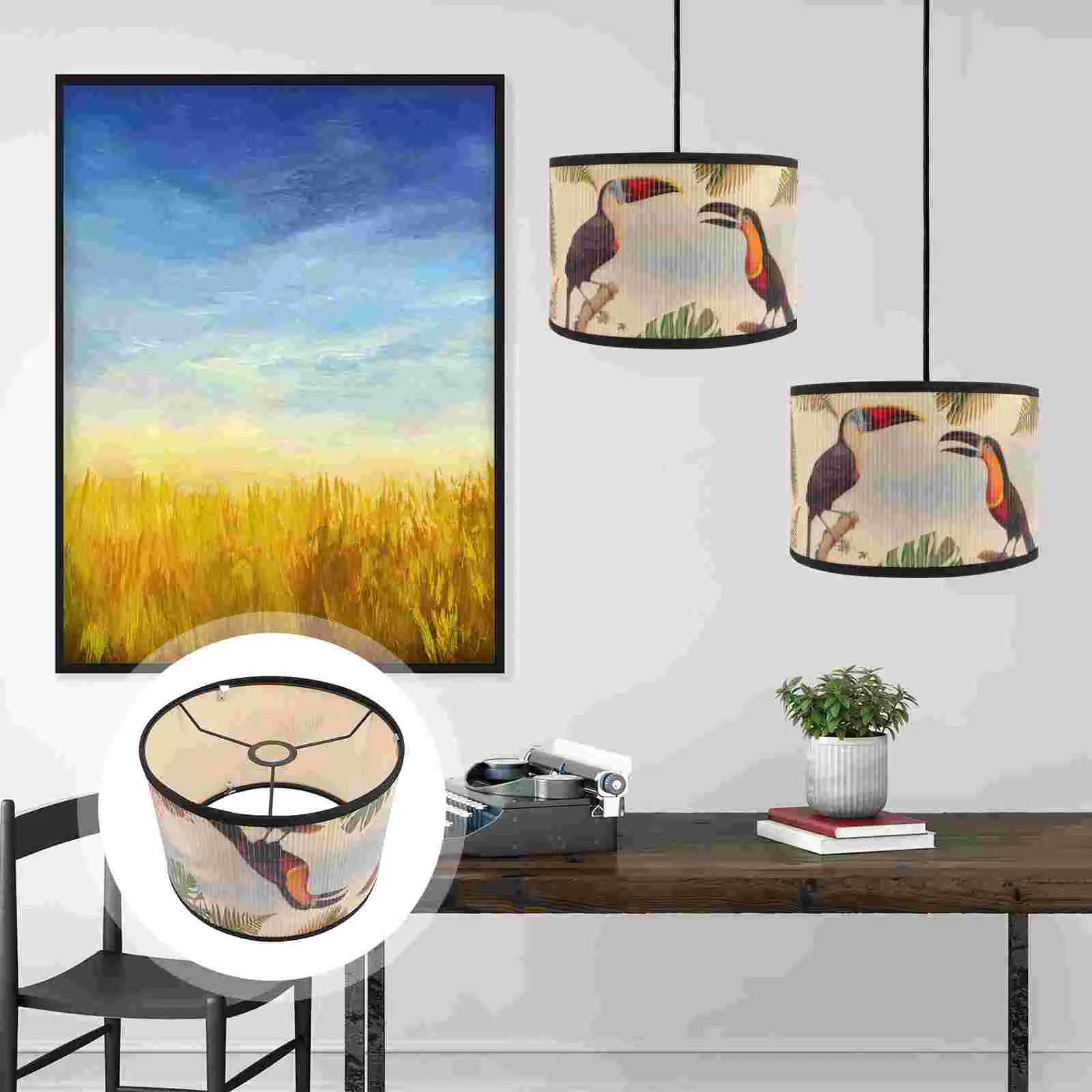 

Pendant Light Shade Replacement Vintage Bamboo Lampshade Shades for Floor Khaki Ceiling