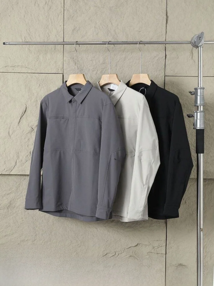 

Outdoor Sports Men's Shirt Jacket Quick Dry 3D Cut Standard Fit Long Sleeve Casual Style Polyester Fiber Nylon Spandex Blend