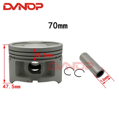Imagen 2 del producto Kit de anillo de pistón para motocicleta, motor refrigerado por agua con orificio de 70 mm y 16mm, para vehículo todoterreno loncin zongshen CB250, 250, 250cc
