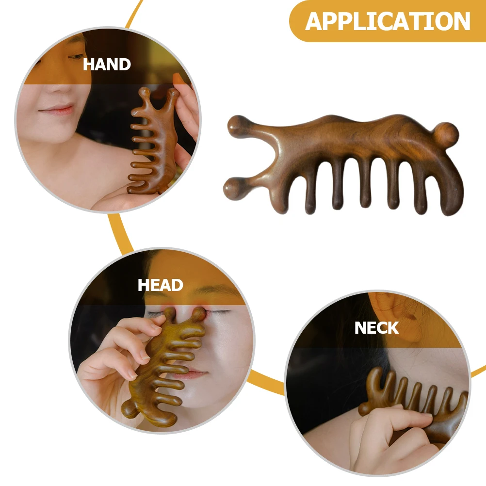 

Wood Massage Comb Sandalwood Safe Comfortable Round No Hair Root Hurt Scalp Massager Dredging Blood Vessels Smooth Relaxed