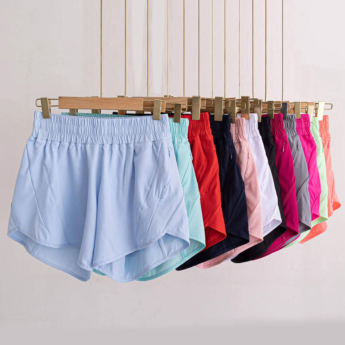 Dames atletische hardloopyogashorts met hoge taille Zak Sportief Gym Elastisch Workout 2-in-1 Workout Gym Bike Ritszakken Broek