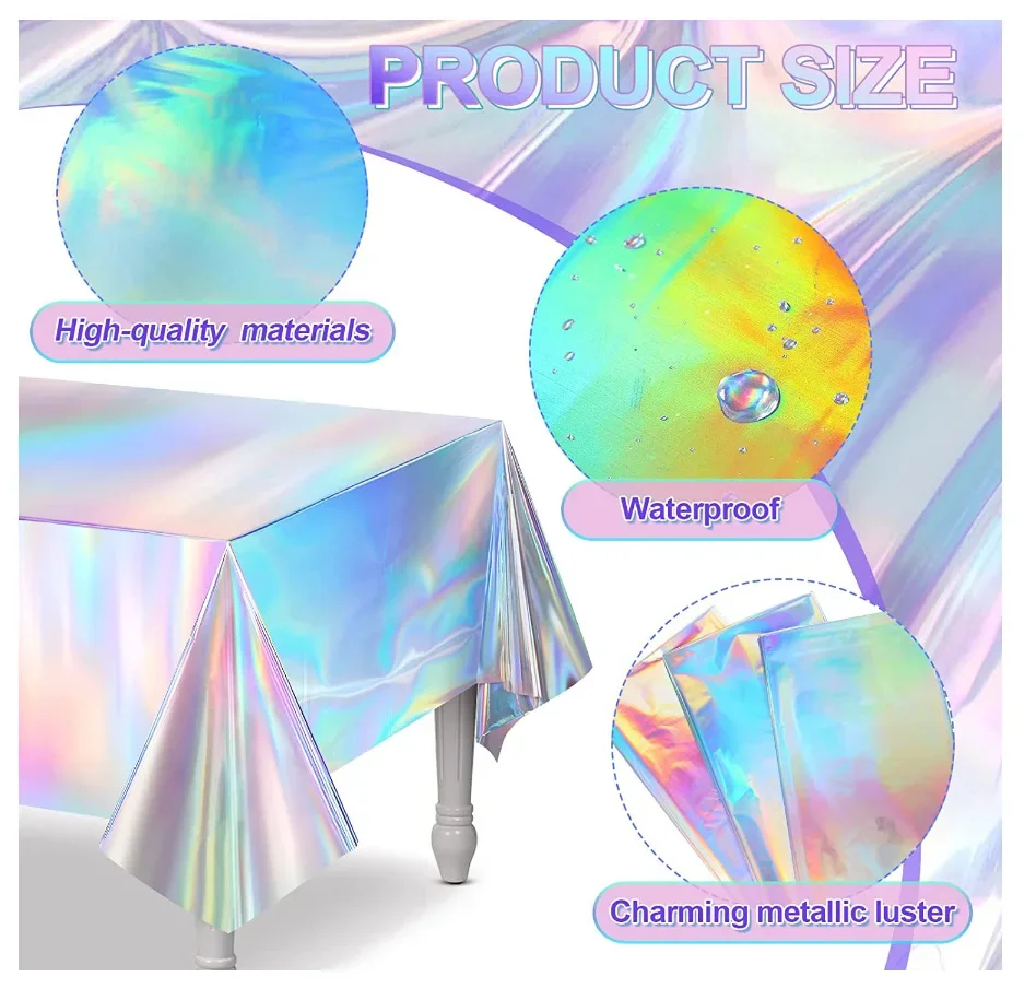 Party Decoration Supplies Birthday Laser Tablecloth Disposable Colorful Photo Props Table Cover for Event
