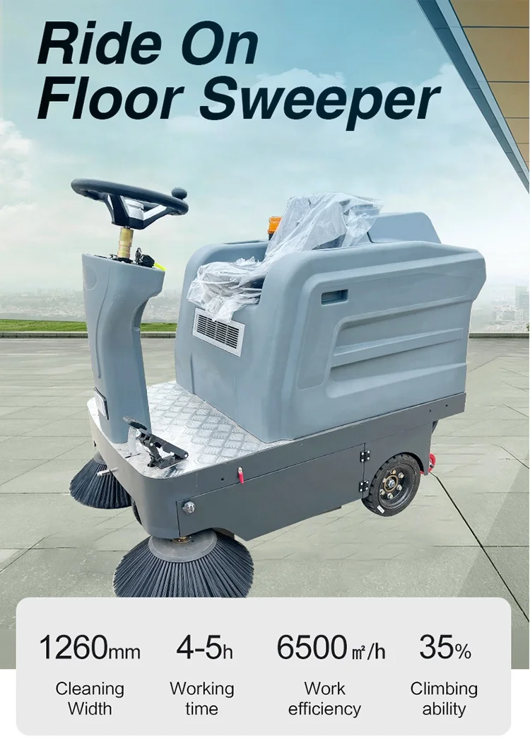 Cleaning Tools Hand Push Cordless Outdoor Ride on Floor Sweeper for Road Street Park Garden